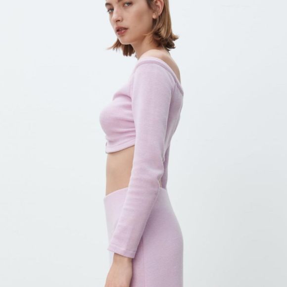 Zara Cropped Jacket/Cardigan Lilac L - Picture 3 of 6